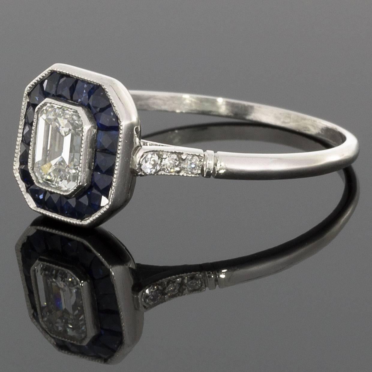 Emerald cut diamonds have a unique sparkle with a beautiful mirrored effect from their step cut. This cut highlights the diamond's clarity, produces dramatic flashes of light, & has an elegant appeal. The center stone in this stunning engagement