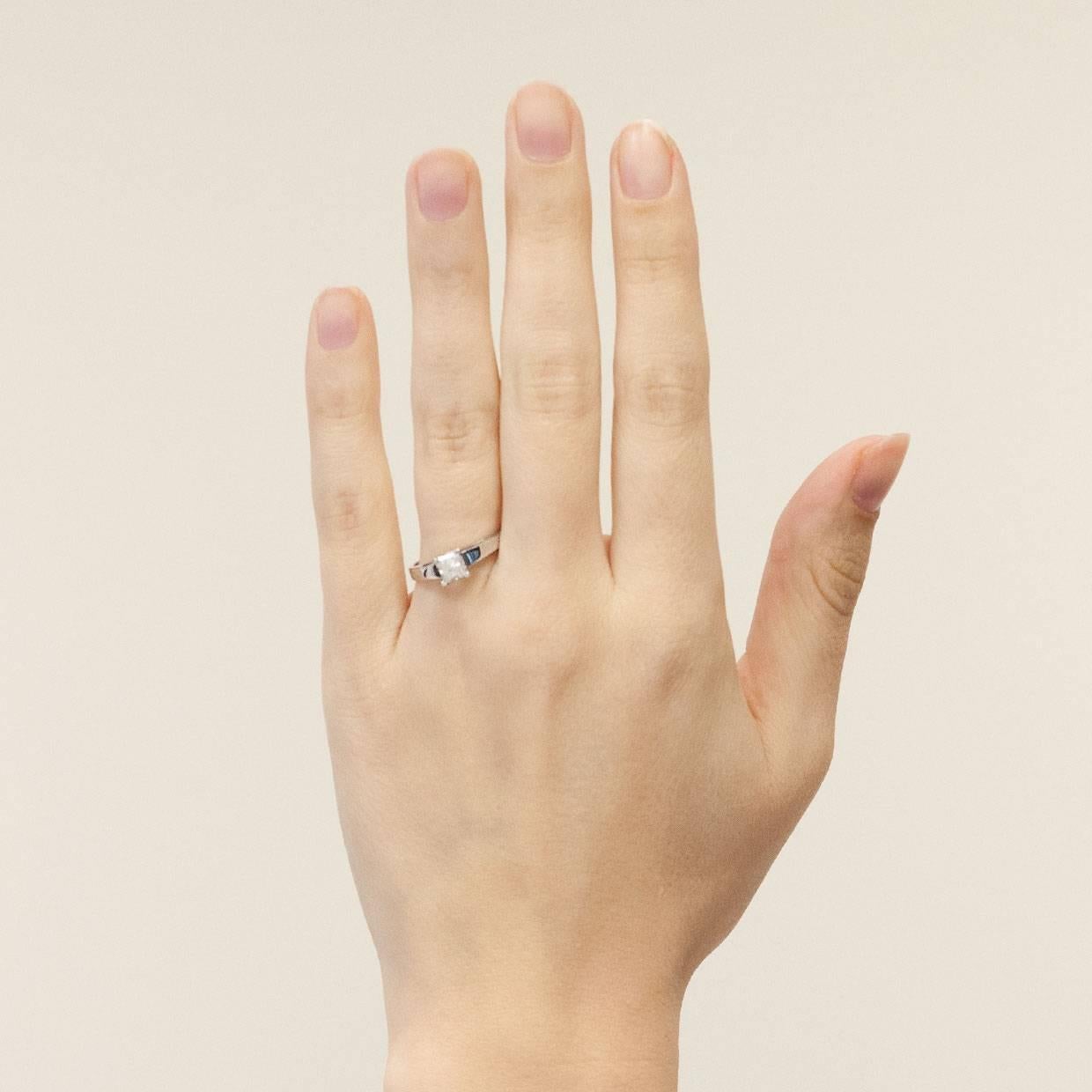 Women's .52 Carat Princess Diamond White Gold Solitaire Engagement Ring