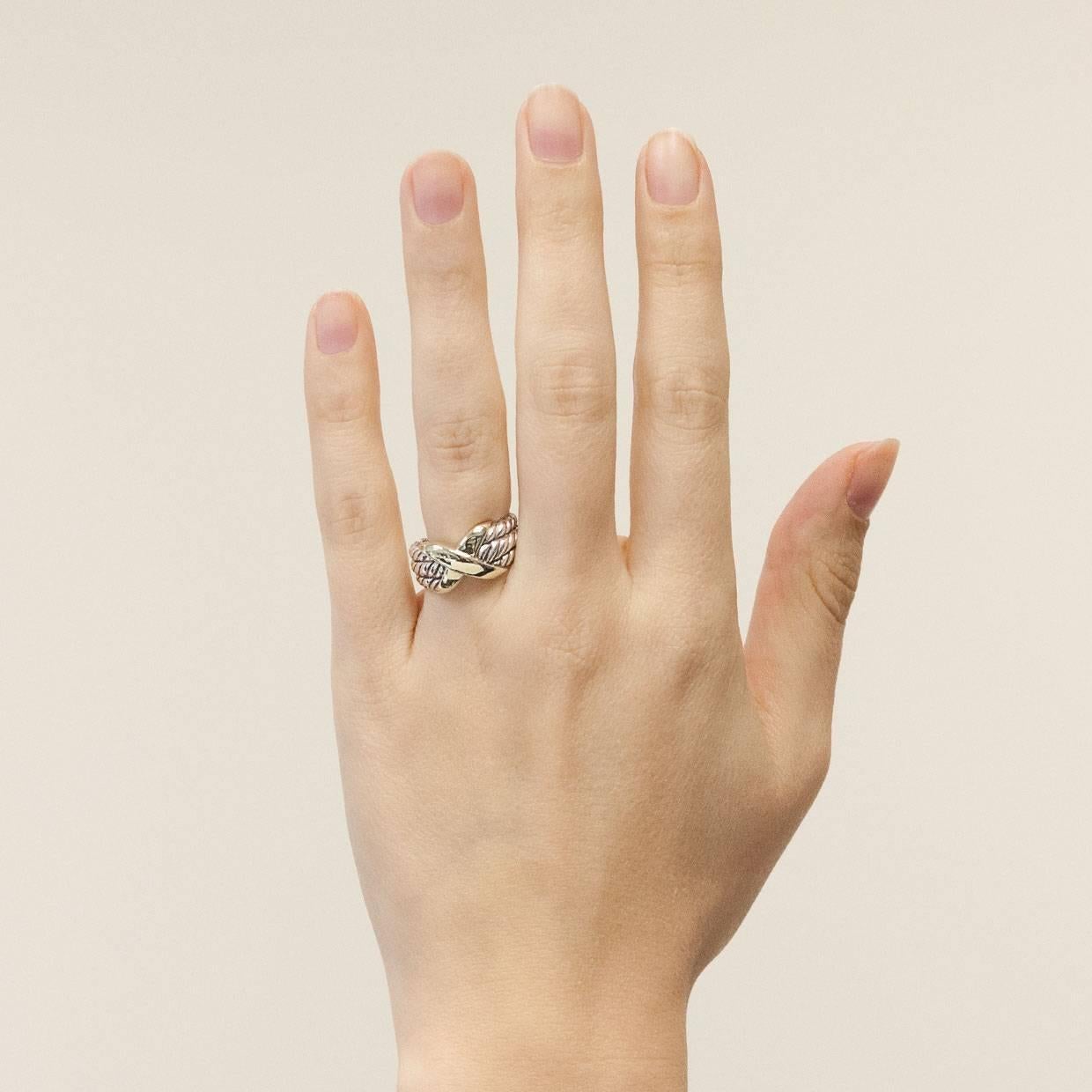 Women's David Yurman Silver and Gold Triple Row X Crossover Band Ring