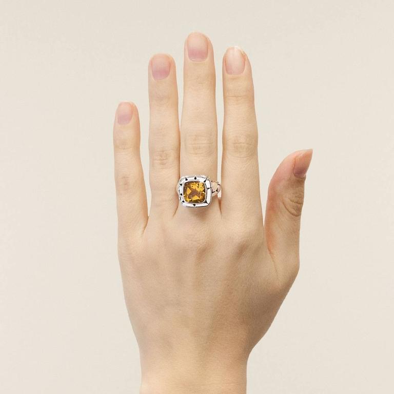 John Hardy Citrine Silver Batu Kali Square Pebble Ring