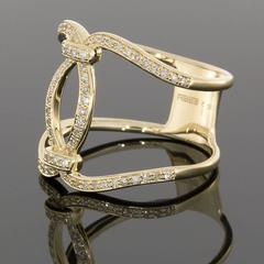 Effy Yellow Gold Pave Diamond Overlapping Open Space Statement Ring