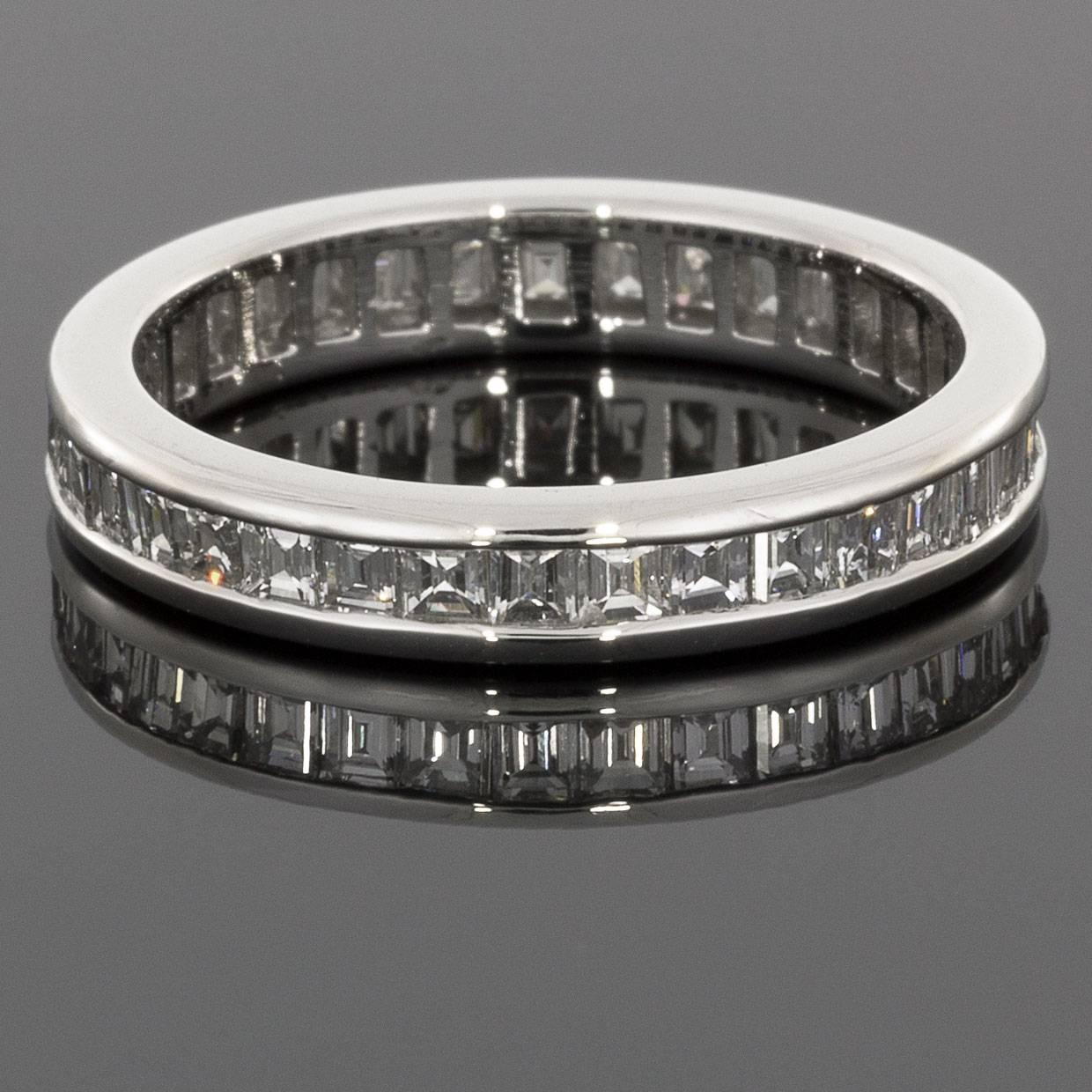 Women's Asscher Cut Diamond Platinum Eternity Band Wedding Ring