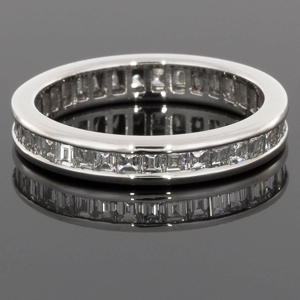 Asscher Cut Diamond Platinum Eternity Band Wedding Ring 1