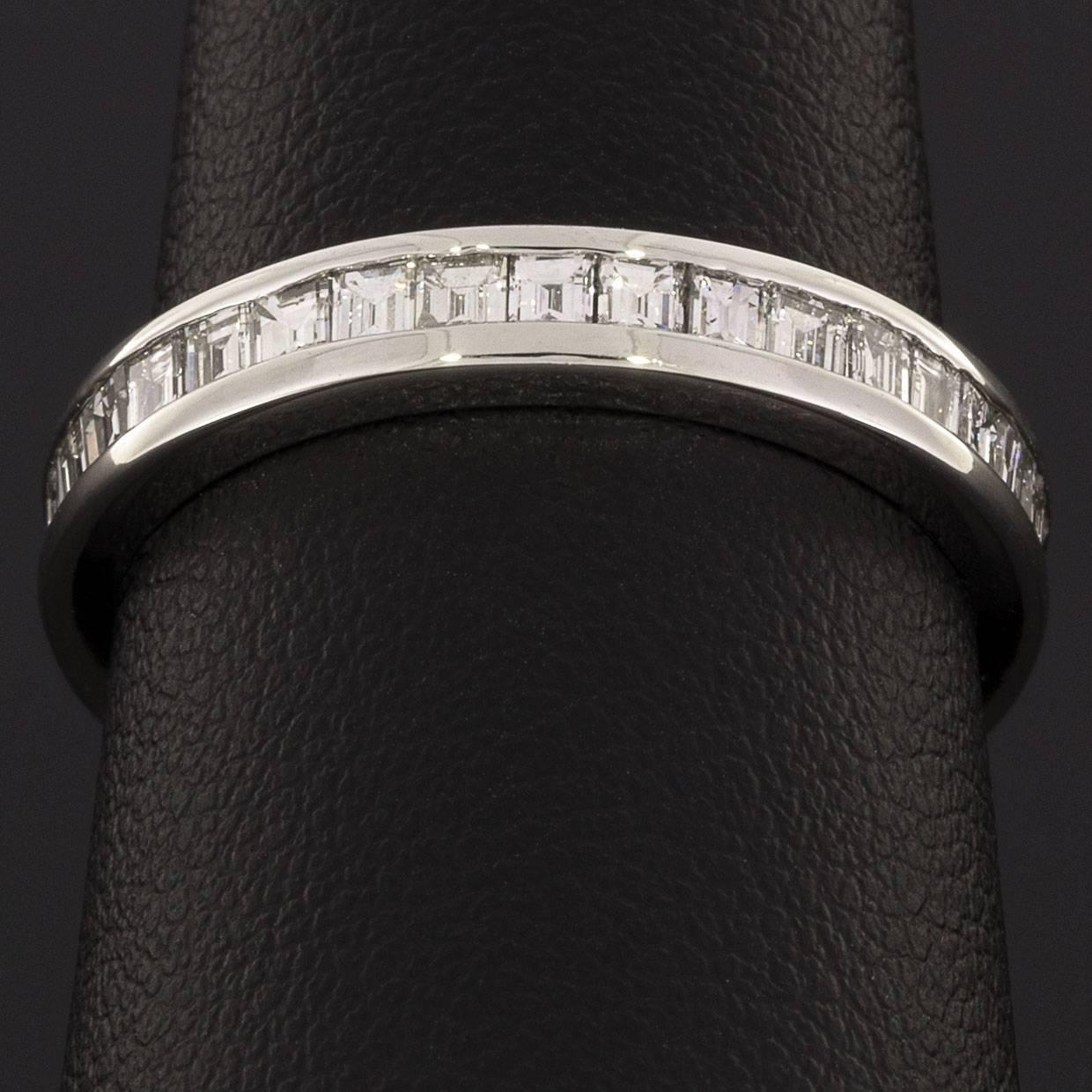 Asscher Cut Diamond Platinum Eternity Band Wedding Ring 3