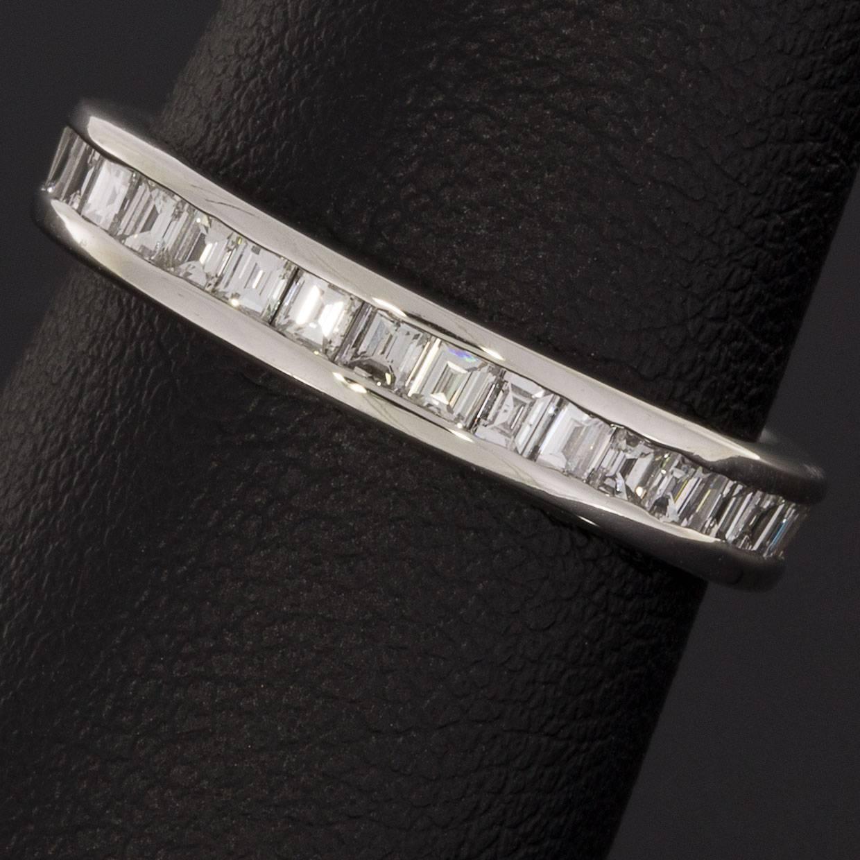 Asscher Cut Diamond Platinum Eternity Band Wedding Ring 4