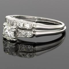 Round Brilliant Diamond Platinum Engagement Ring and Wedding Band Set