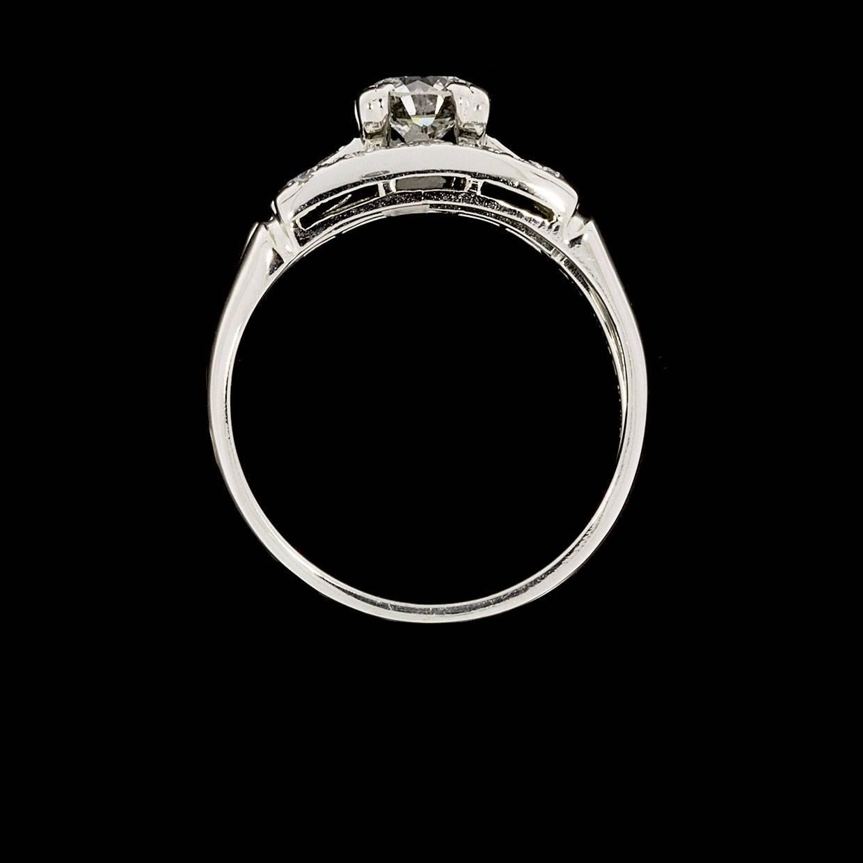 Women's Round Brilliant Diamond Platinum Engagement Ring and Wedding Band Set
