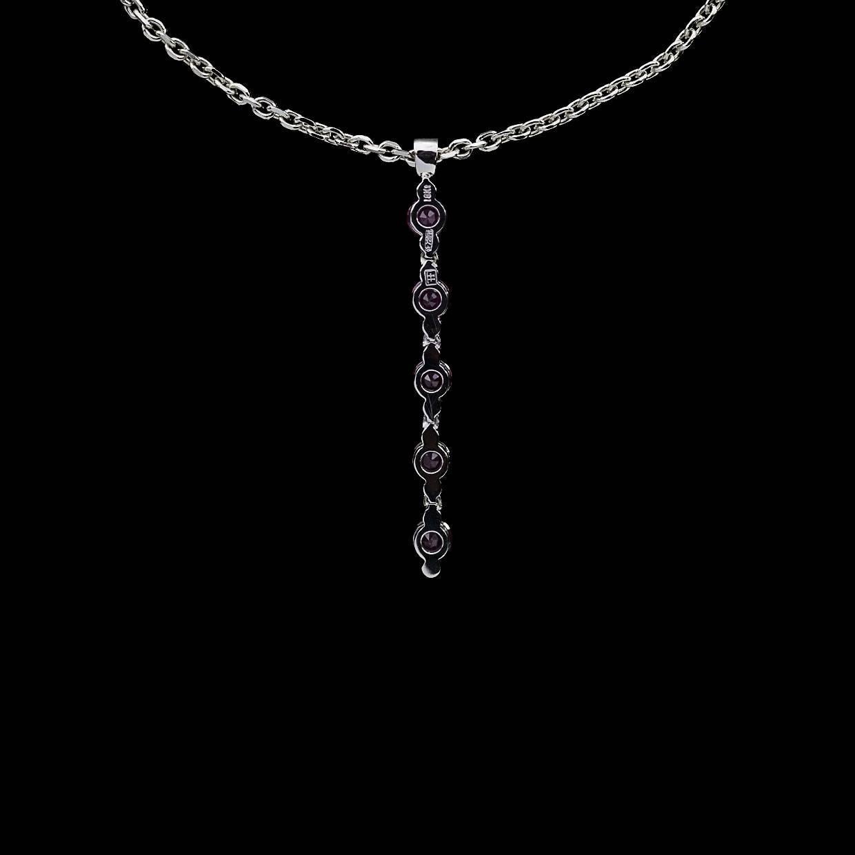 Women's Favero Unique Ruby Diamond White Gold Articulated Line Pendant Necklace