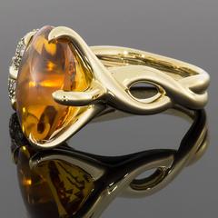 Chanel Citrine and Cognac Diamond Camellia Aquatique Flower Ring