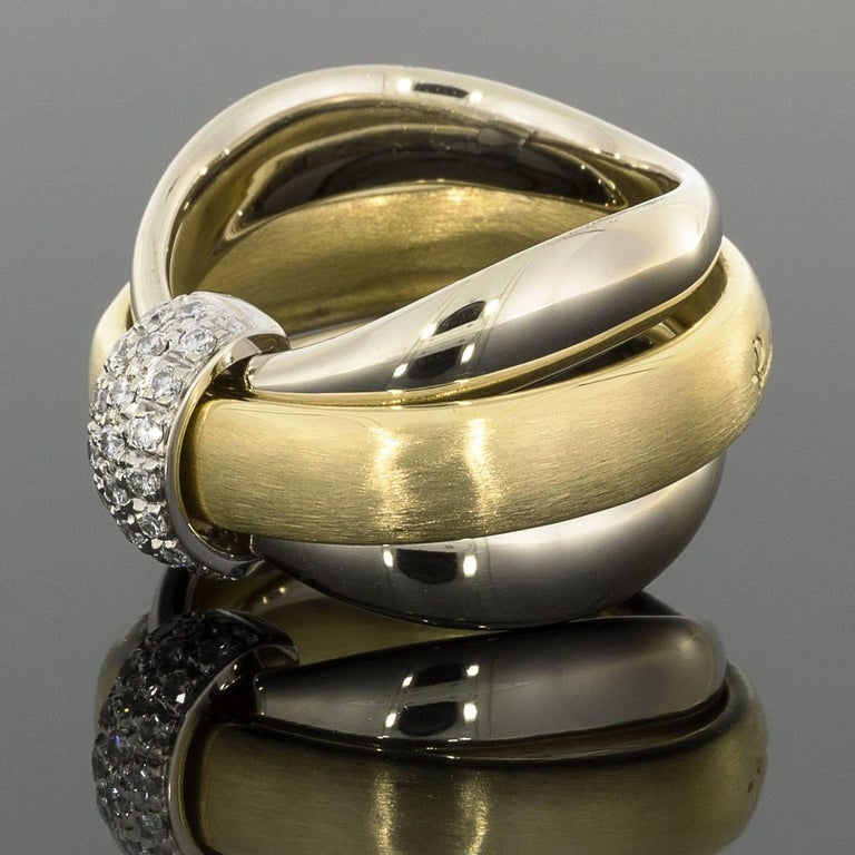 Rare Pomellato Gold Pave Diamond Centre Three Movable Band Ring For