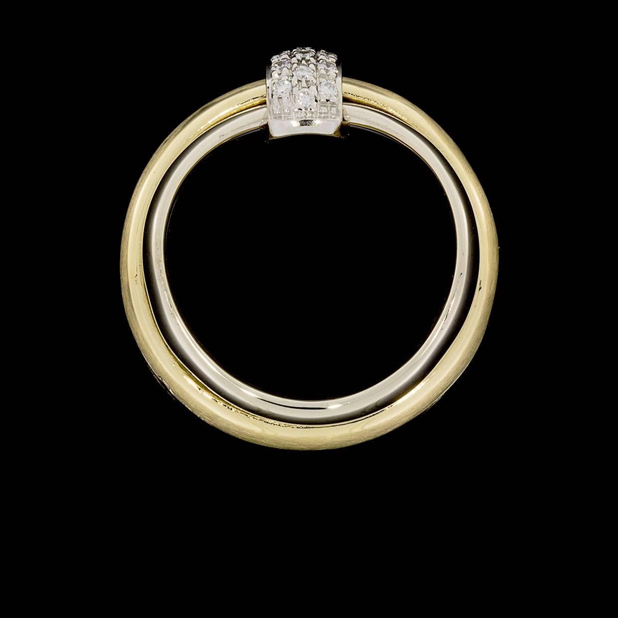 Women's Rare Pomellato Gold Pave Diamond Centre Three Movable Band Ring For Sale