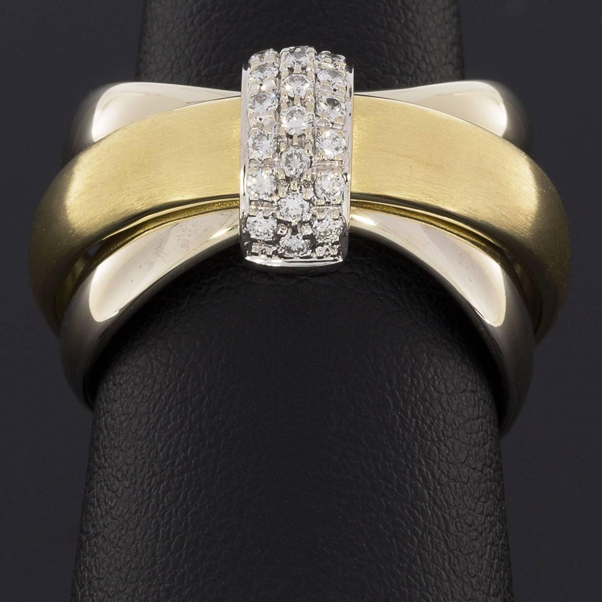 Rare Pomellato Gold Pave Diamond Centre Three Movable Band Ring For Sale 1