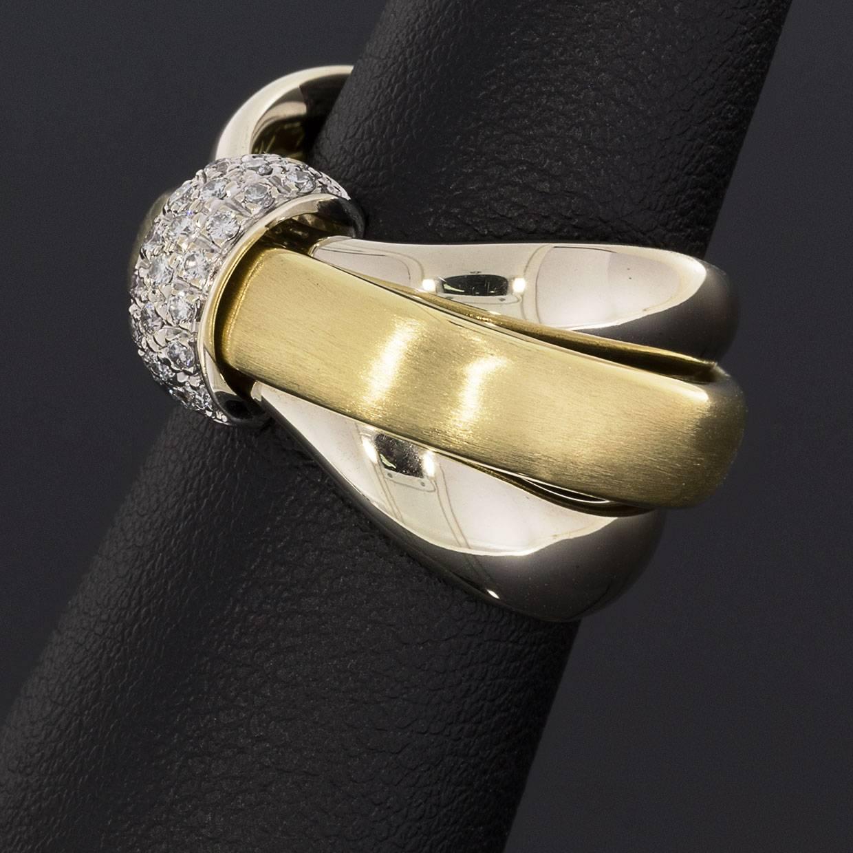 Rare Pomellato Gold Pave Diamond Centre Three Movable Band Ring For Sale 2