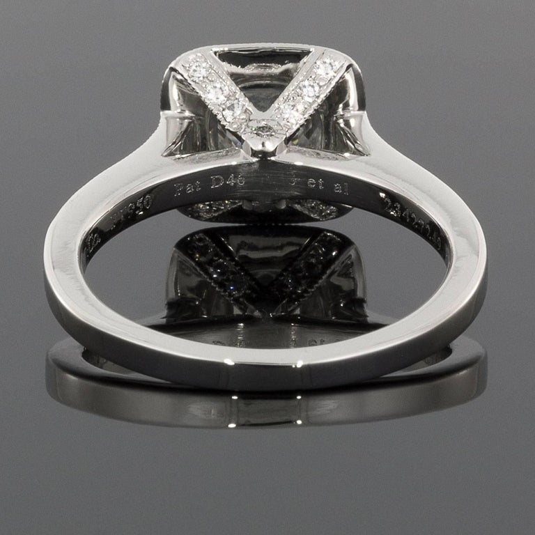 Tiffany and Co. Cushion Diamond Legacy Platinum Halo Engagement Ring at