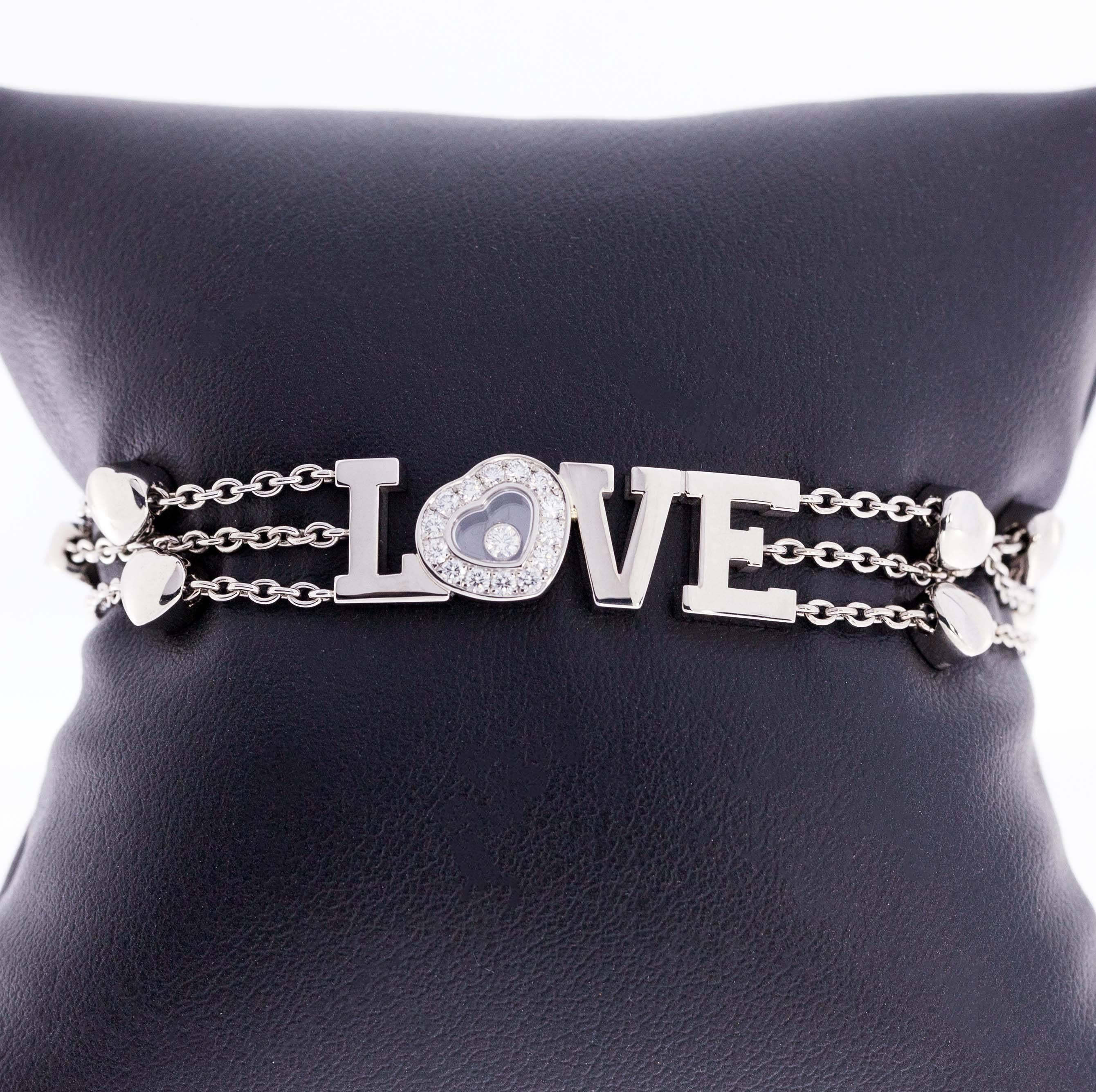 Chopard Happy Diamonds Heart Love White Gold Bracelet In Excellent Condition In Columbia, MO