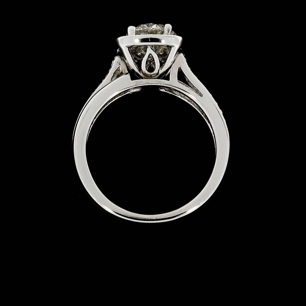 Women's Round Brilliant Diamond Bypass Halo White Gold Engagement Ring