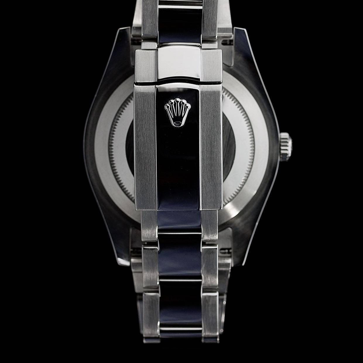 Men's Rolex Stainless Steel Oyster Datejust II Black Dial White Gold Bezel Wristwatch