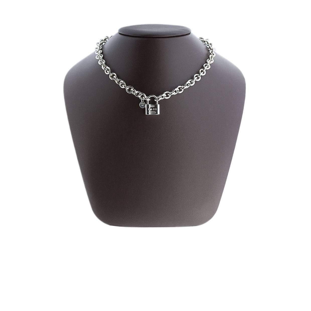 Tiffany & Co have long been revered for their fabulous diamonds & spectacular original designs that are coveted around the world. This stunning Tiffany 1837 lock necklace is no exception! This beautiful sterling silver necklace features a chunky