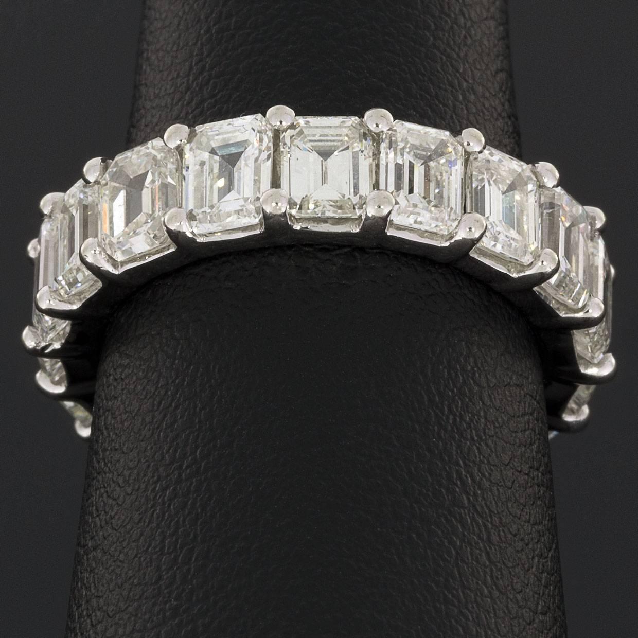 Women's Magnificent Emerald Cut Diamond White Gold Eternity Band Ring