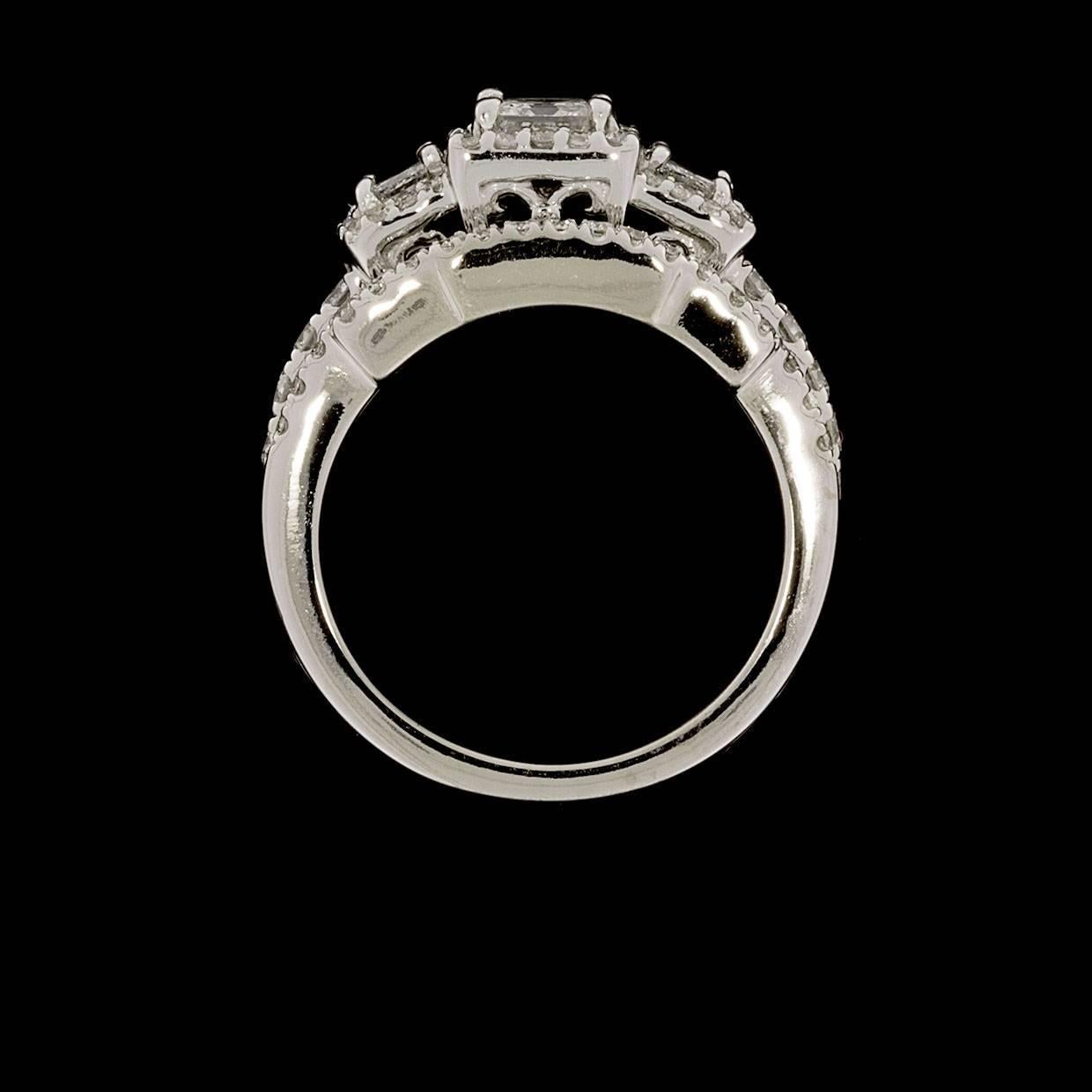 three stone engagement ring with wedding band