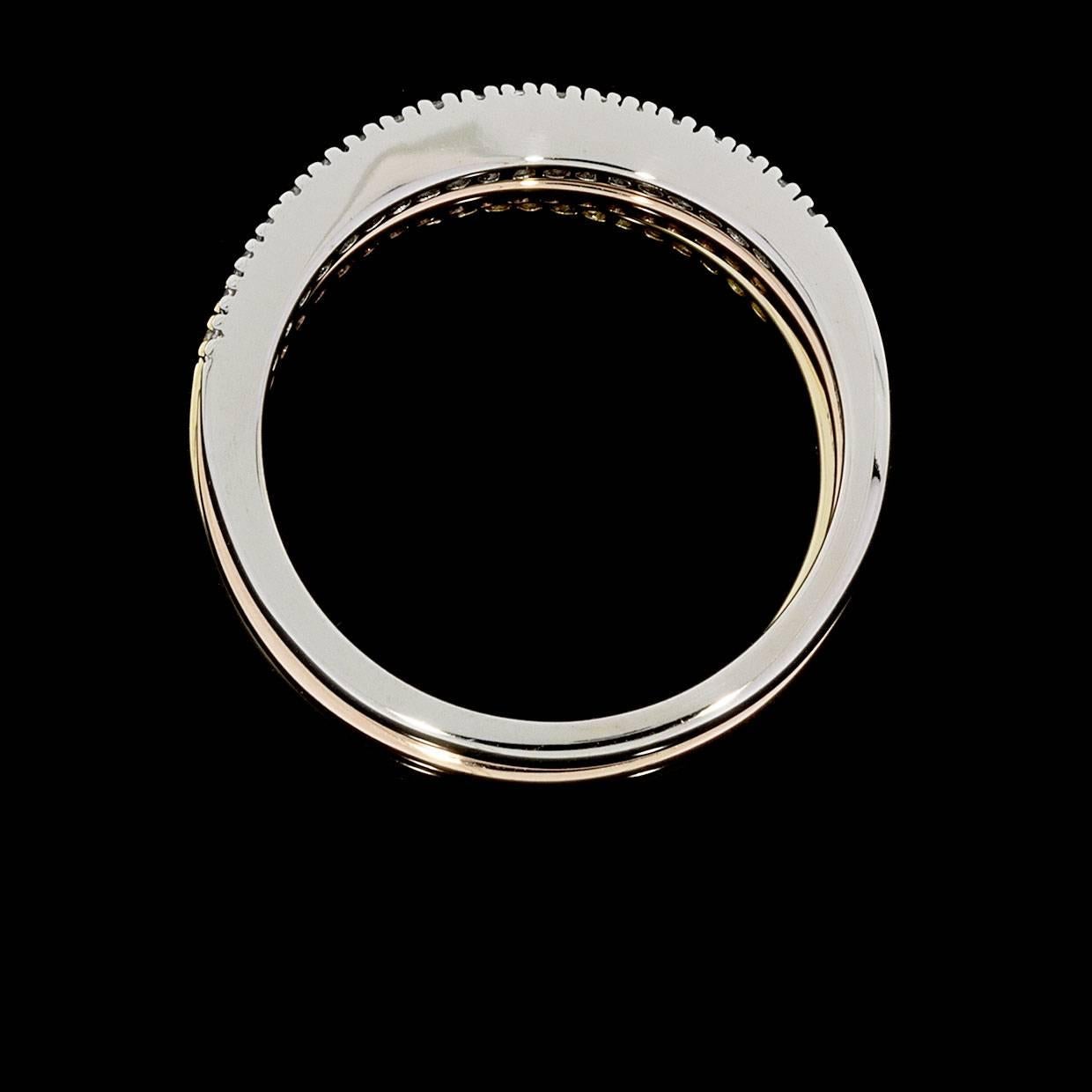 Women's Round Diamond Wavy Design Multi-Tone Gold Set of Three Stackable Rings
