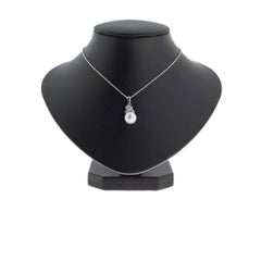 14 Karat White Gold Pearl and Diamond Pendant Necklace