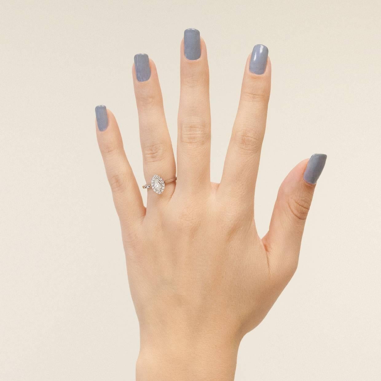 Women's Marquise Brilliant Diamond Halo White Gold Engagement Ring