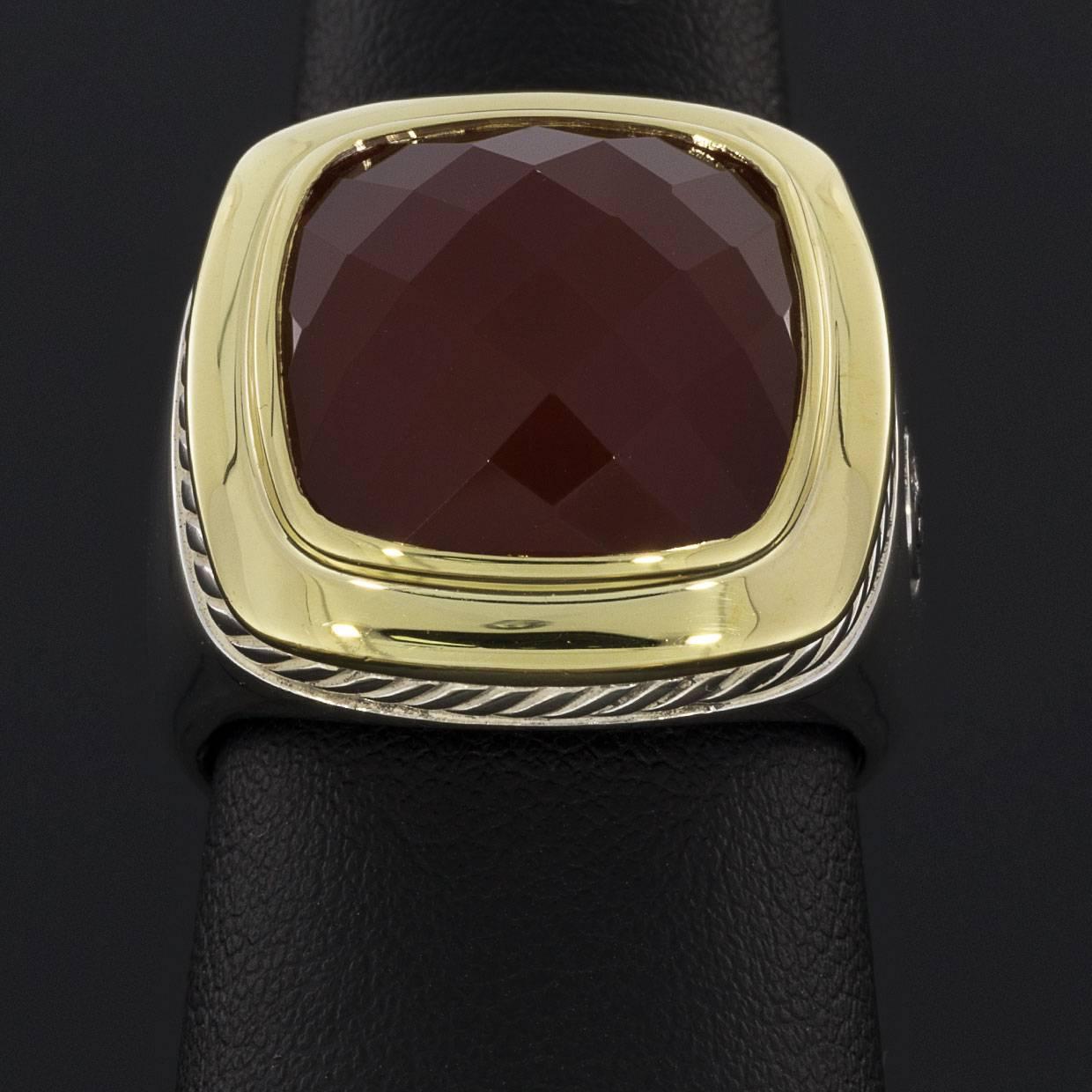 David Yurman Albion Ring with Carnelian and Gold In Excellent Condition In Columbia, MO