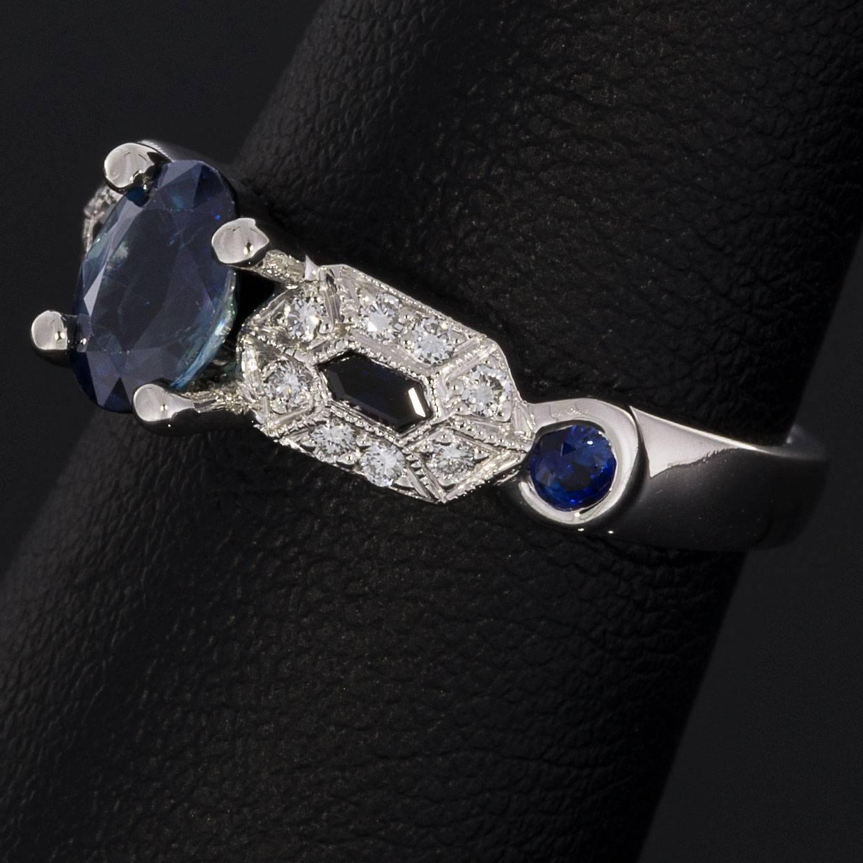 Oval Cut Tacori Oval Sapphire and Diamond Art Deco Platinum Ring