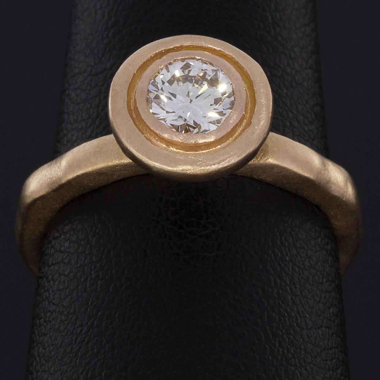 Women's or Men's Custom Boheme 18 Karat Rose Gold 0.58 Carat Round Diamond Solitaire Ring