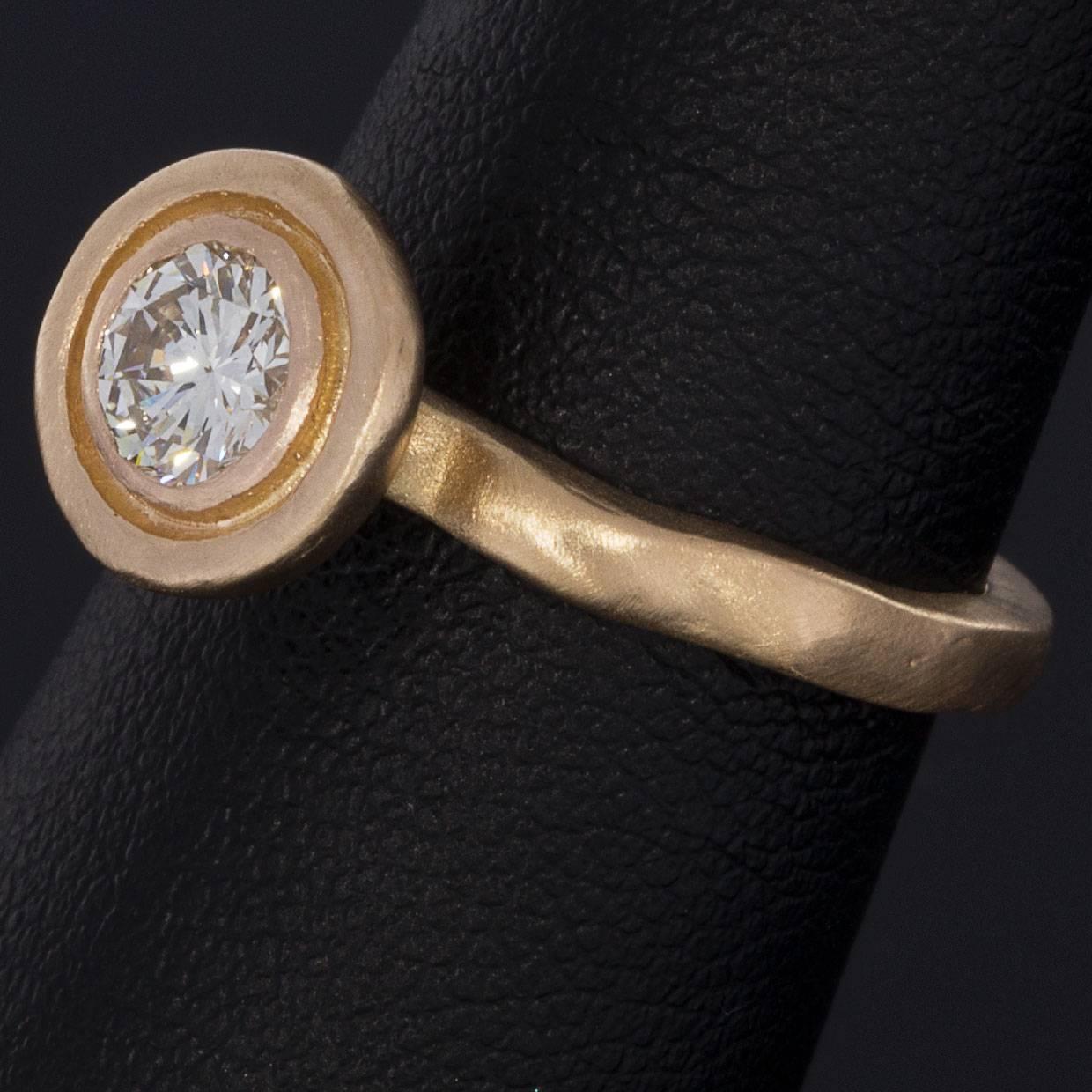 Custom Boheme 18 Karat Rose Gold 0.58 Carat Round Diamond Solitaire Ring 1