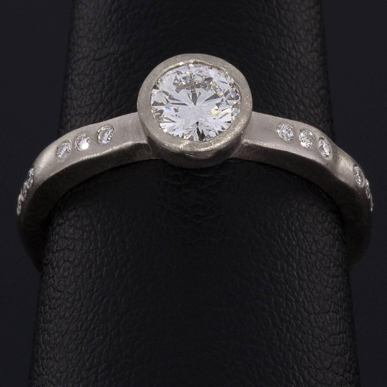 Women's Martin Flyer White Gold Round Diamond GIA Certified Engagement Ring