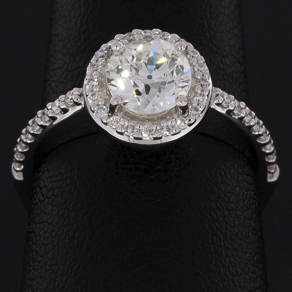 A. Jaffe White Gold GIA Certified Round Diamond Halo Engagement Ring Wedding Set 1