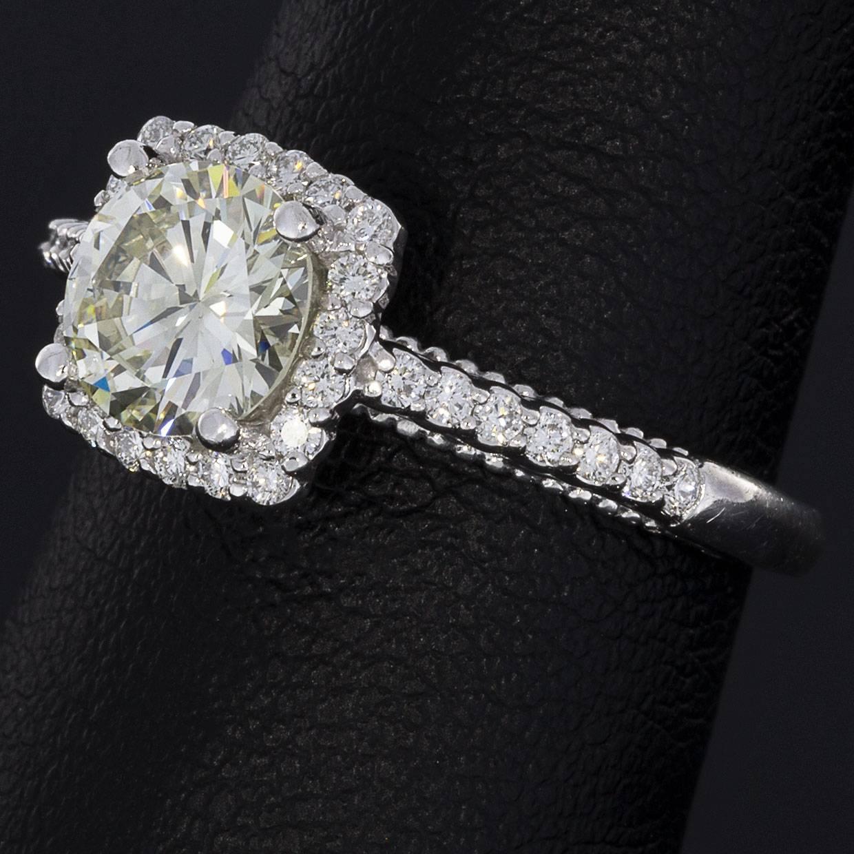 Women's or Men's Verragio Venetian Cushion Halo Round Diamond Engagement Ring