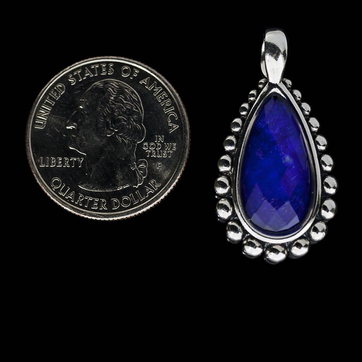 Lagos Lapis Doublet Maya Sterling Silver Drop Pendant In Excellent Condition In Columbia, MO