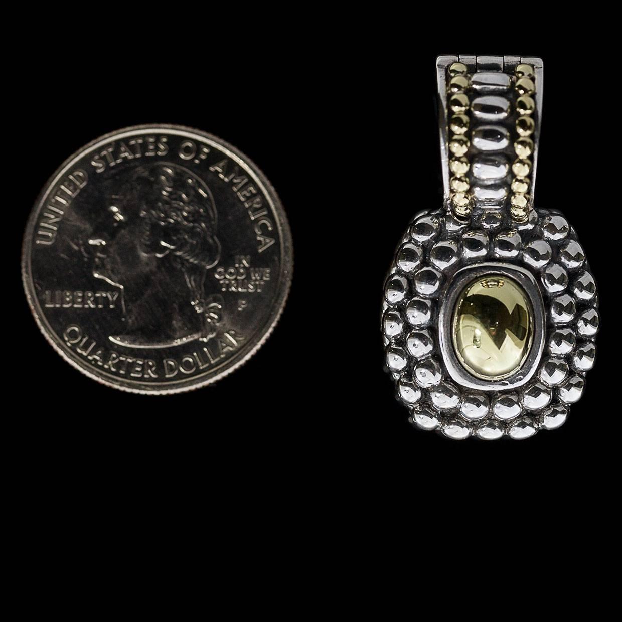 Women's Lagos Caviar Cushion Gold Dome Silver and Gold Enhancer Pendant