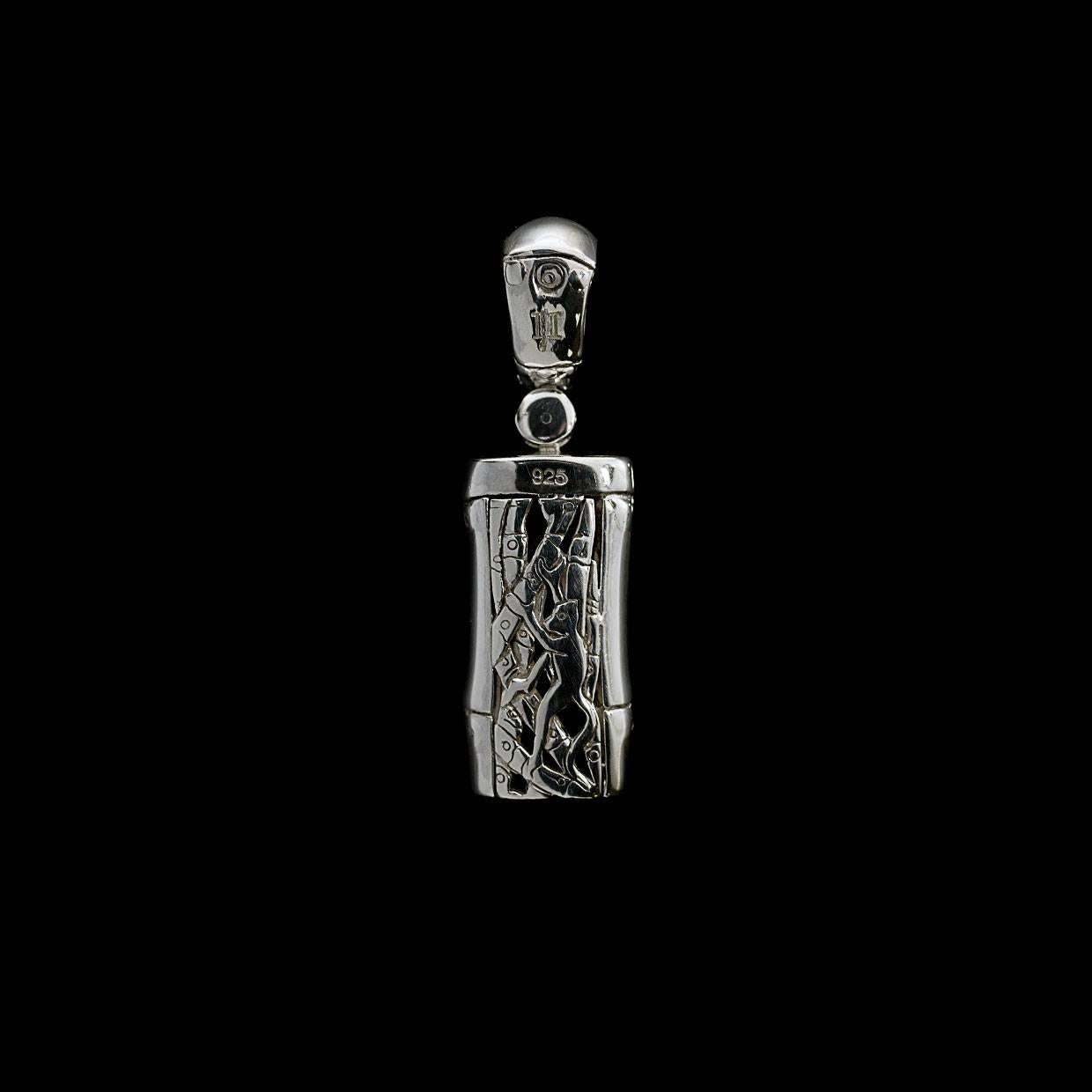 Retired John Hardy Rectangular Bamboo Sterling Silver Pendant In Good Condition In Columbia, MO