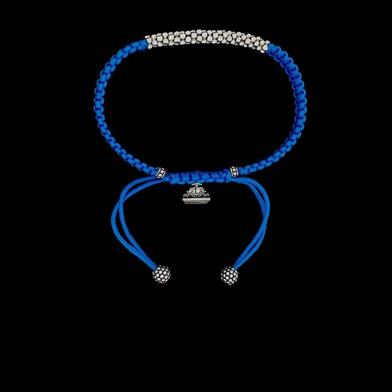 Lagos Caviar Sterling Silver and Blue Macrame Bracelet at 1stDibs