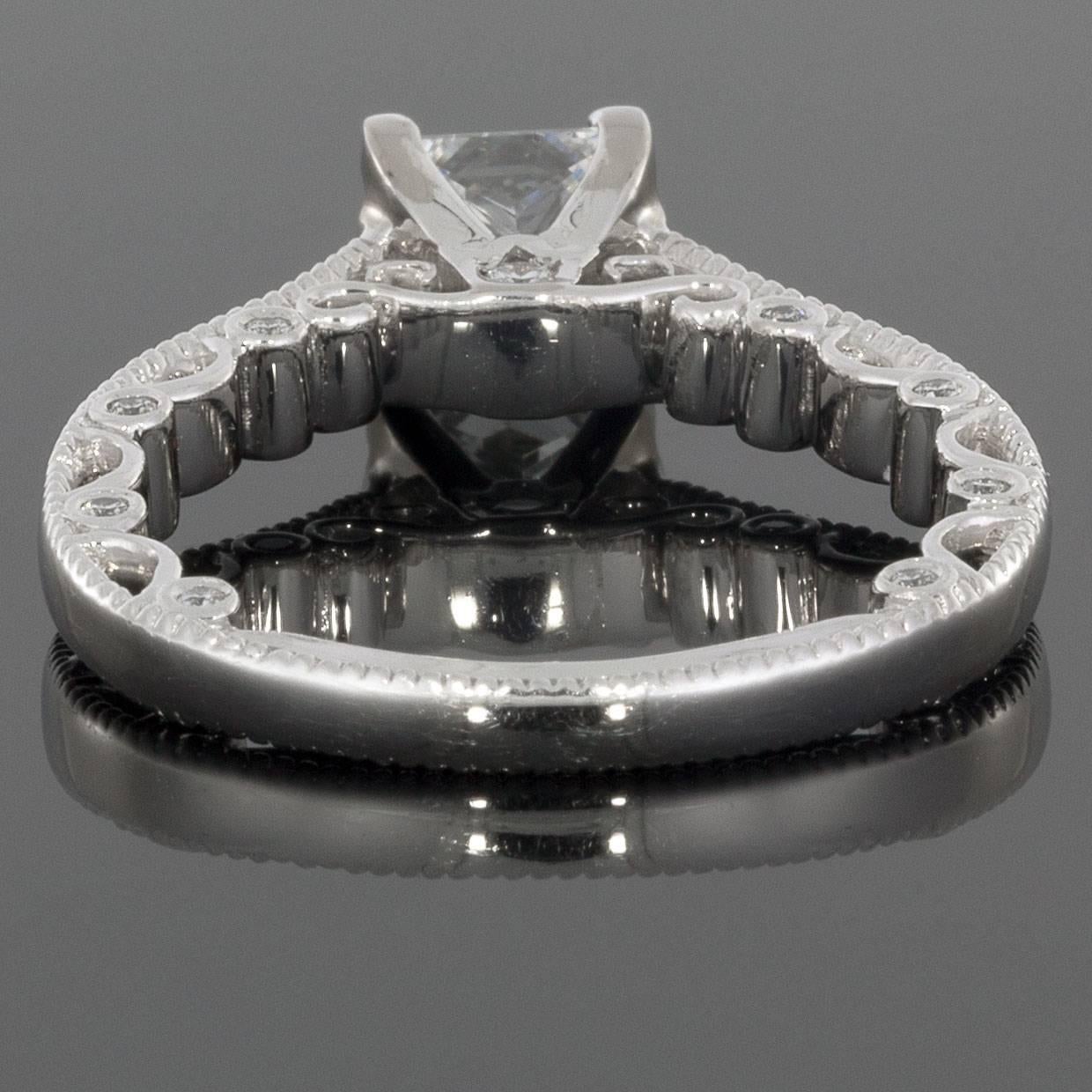 Verragio Paridiso 18 Karat White Gold Princess Diamond Engagement Ring In New Condition In Columbia, MO
