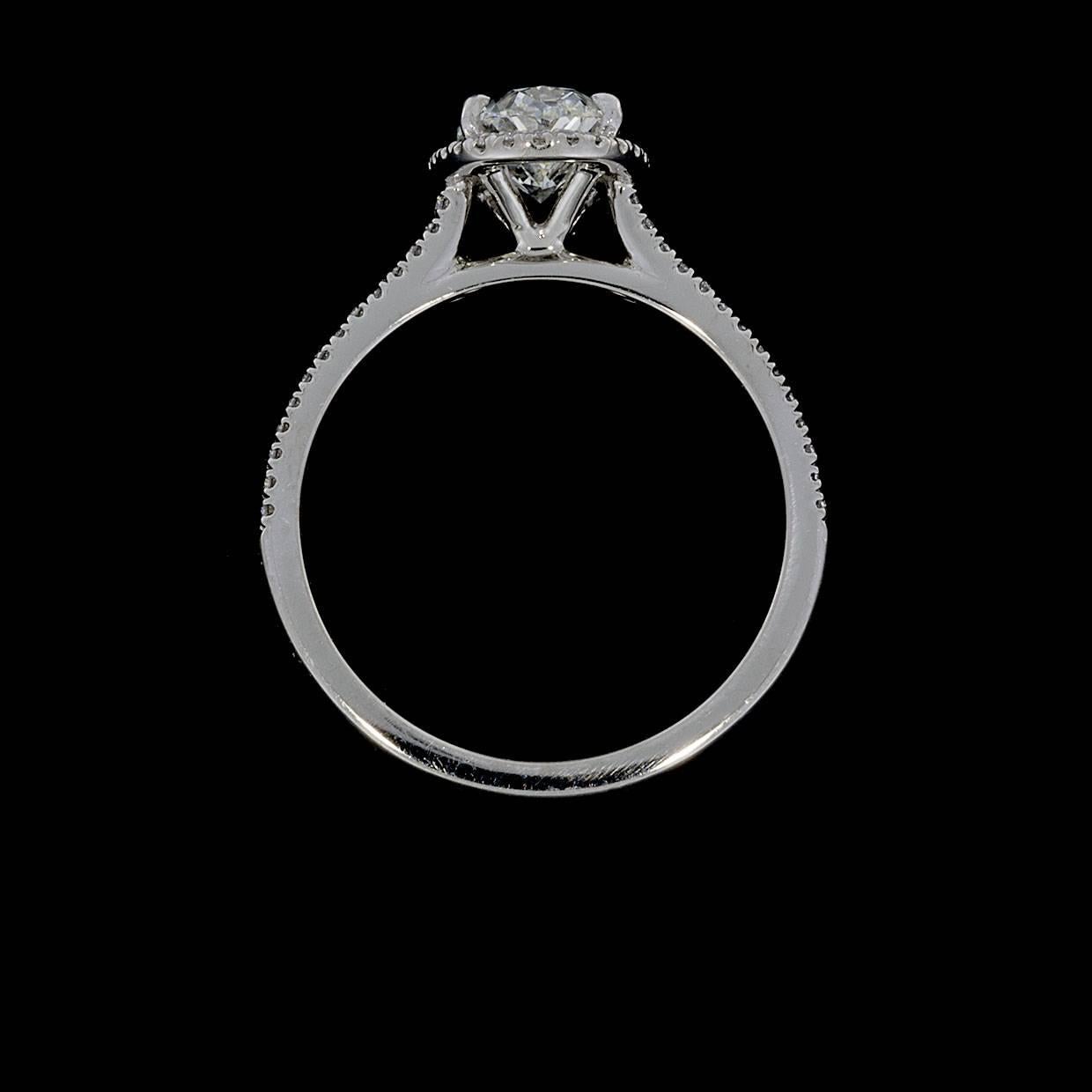 Women's Platinum Halo Oval GIA Diamond Engagement Ring