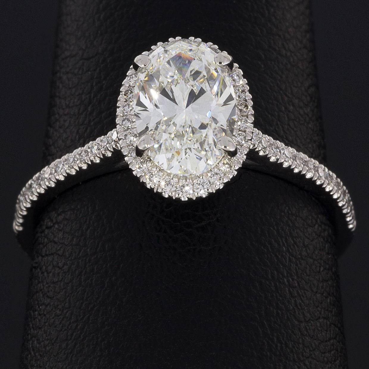 Platinum Halo Oval GIA Diamond Engagement Ring 1