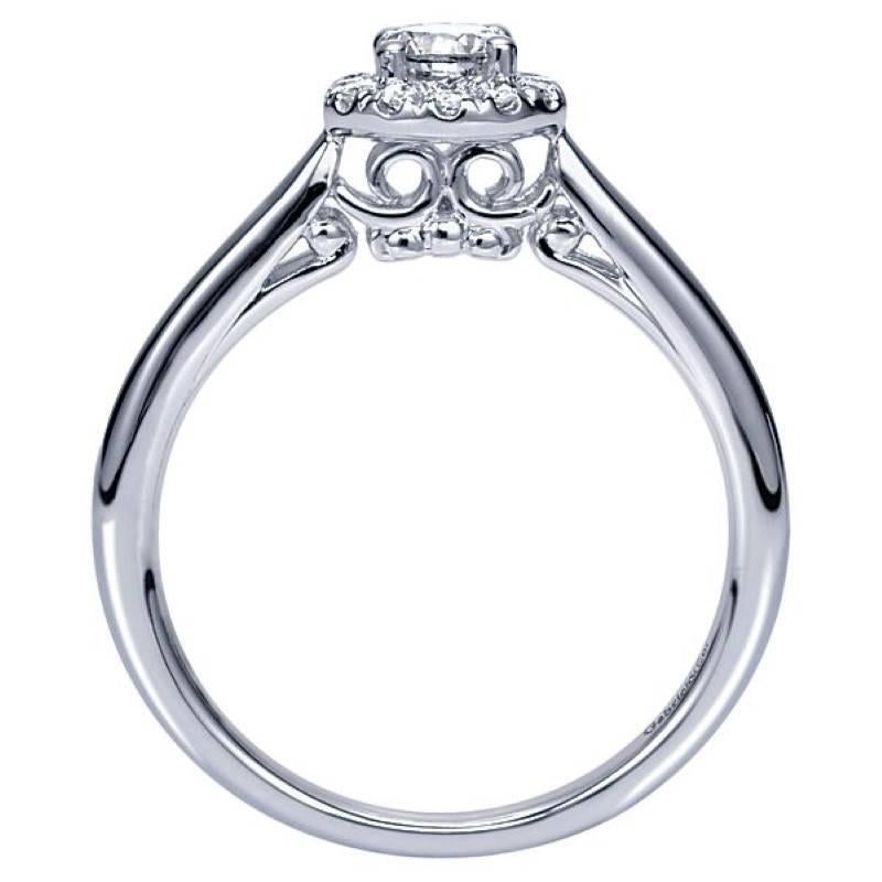 Gabriel & Co Round Brilliant Diamond Halo White Gold Engagement Ring In New Condition In Columbia, MO