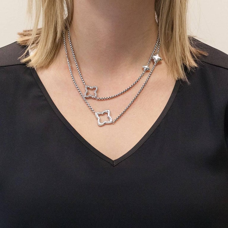 David Yurman Quatrefoil Sterling Silver Chain Necklace at 1stDibs