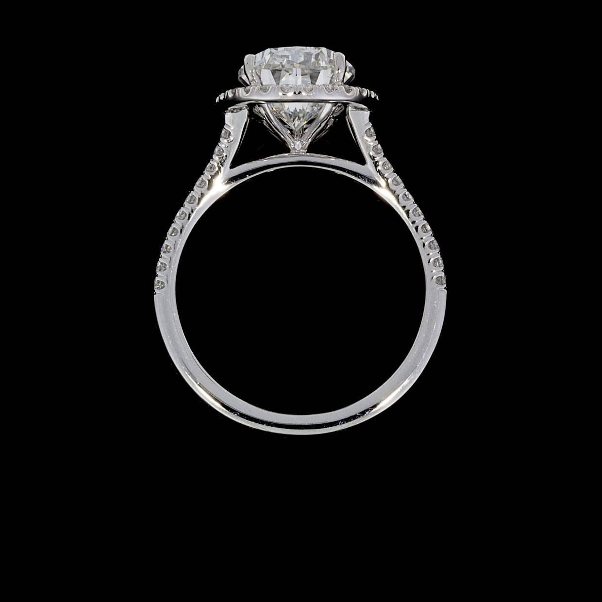 3.96 Carat Platinum Certified Pear Diamond Halo Engagement Ring In New Condition For Sale In Columbia, MO