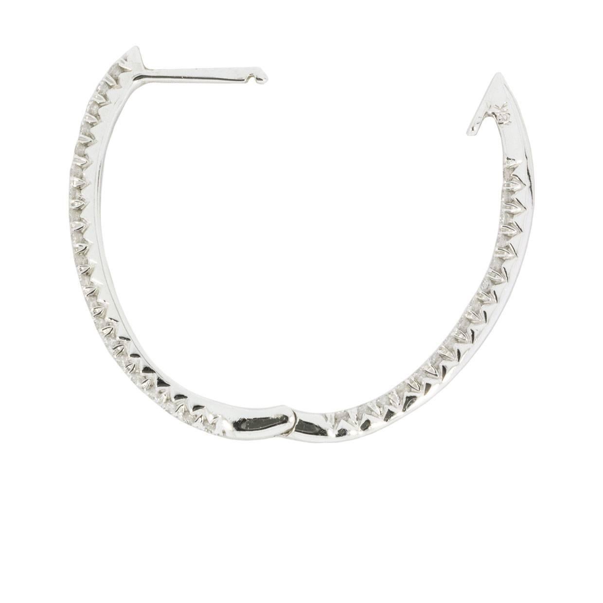 Round Cut White Gold 0.72 Carat Shared Prong Inside-Out Diamond Hoop Earrings