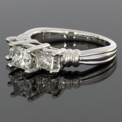Platinum 1.45 Carat Princess Diamond Three-Stone Engagement Ring