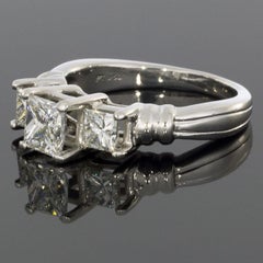 Platinum 1.52 Carat Princess Diamond Three-Stone Engagement Ring