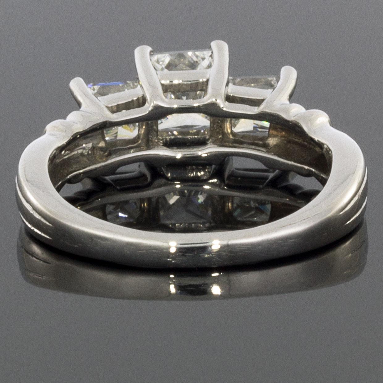 Princess Cut Platinum 1.52 Carat Princess Diamond Three-Stone Engagement Ring