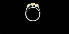 Canary Cushion Diamond Gold Three Stone Halo Ring