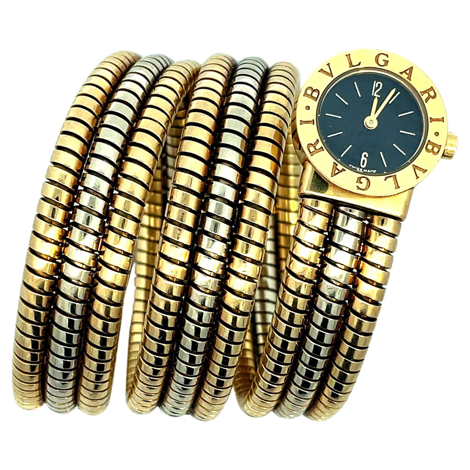 Bvlgari Montre-bracelet Tubogas Serpenti en or 18 carats bicolore vintage  en vente